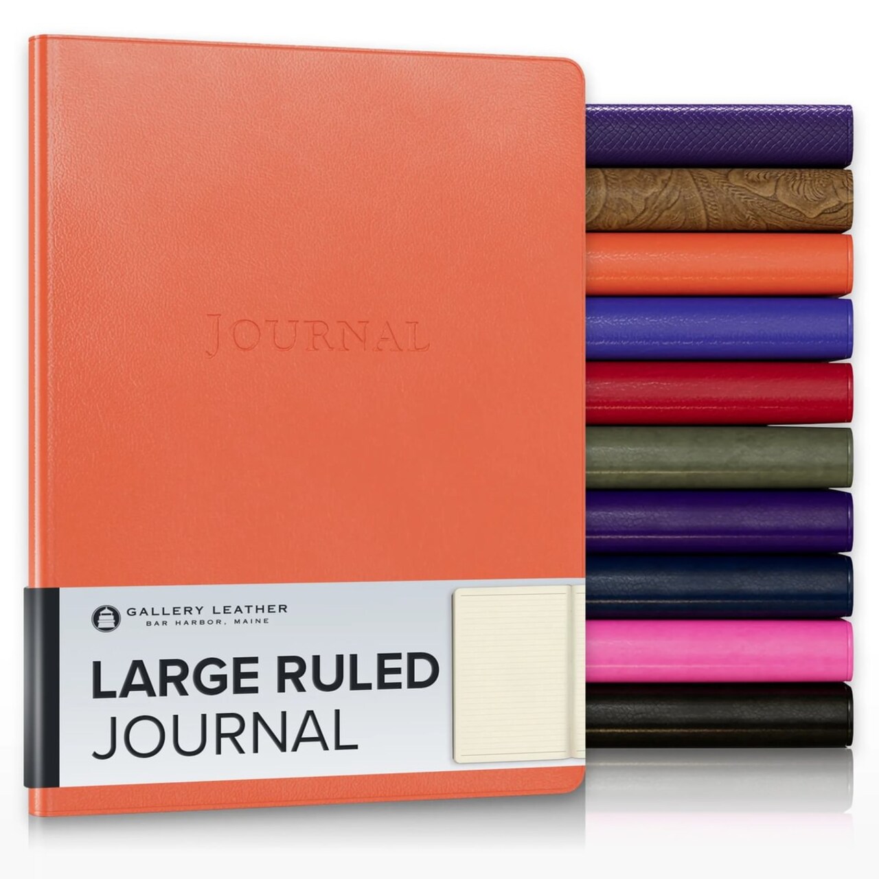 Gallery Leather Journal - Crafted in Maine, USA - Elegant Leather Writing Notebook with 192 Lined Pages - A Timeless Space for Your Thoughts - 9.75x7.5 ", Large Lined